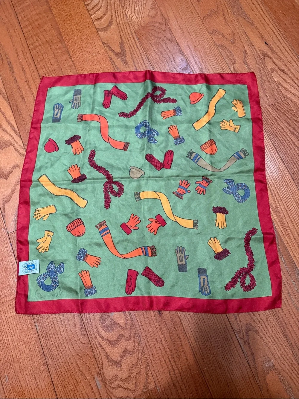 Portolano 100% Silk Scarf Made In Italy Winter Gloves Hats Scarves Print 19”X19”